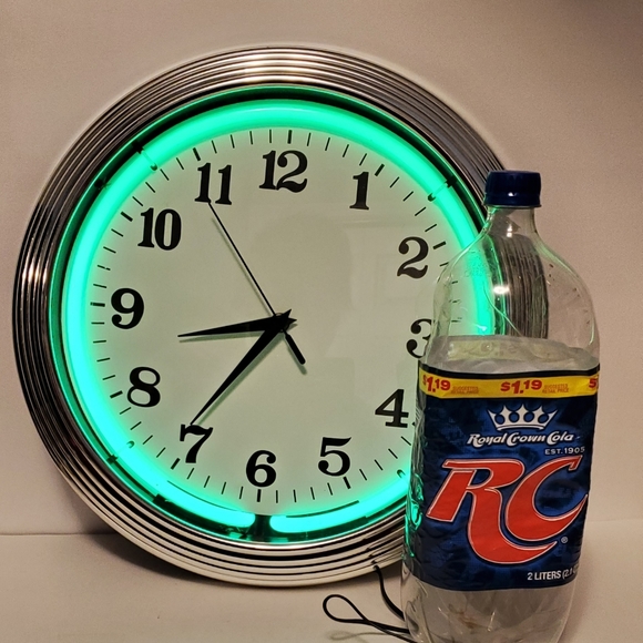 Wall Decor Neon Green Chrome Electric Wall Clock Poshmark